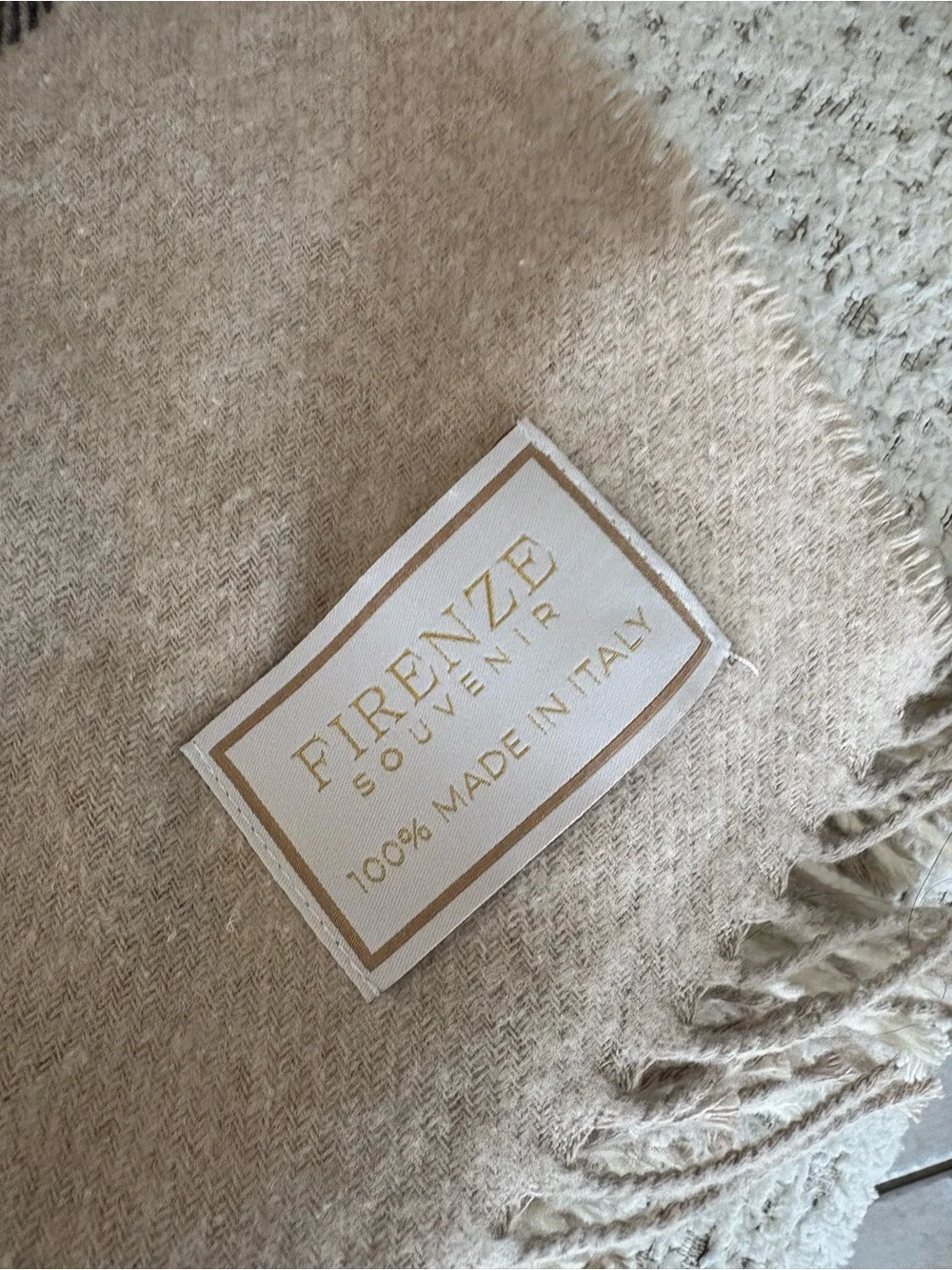 Made in Italy Cream & Blush Decorative Throw Blanket